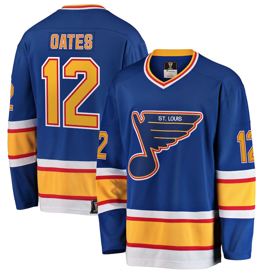 Men St. Louis Blues 12 Adam Oates Fanatics Branded Blue Premier Breakaway Retired Player NHL Jersey